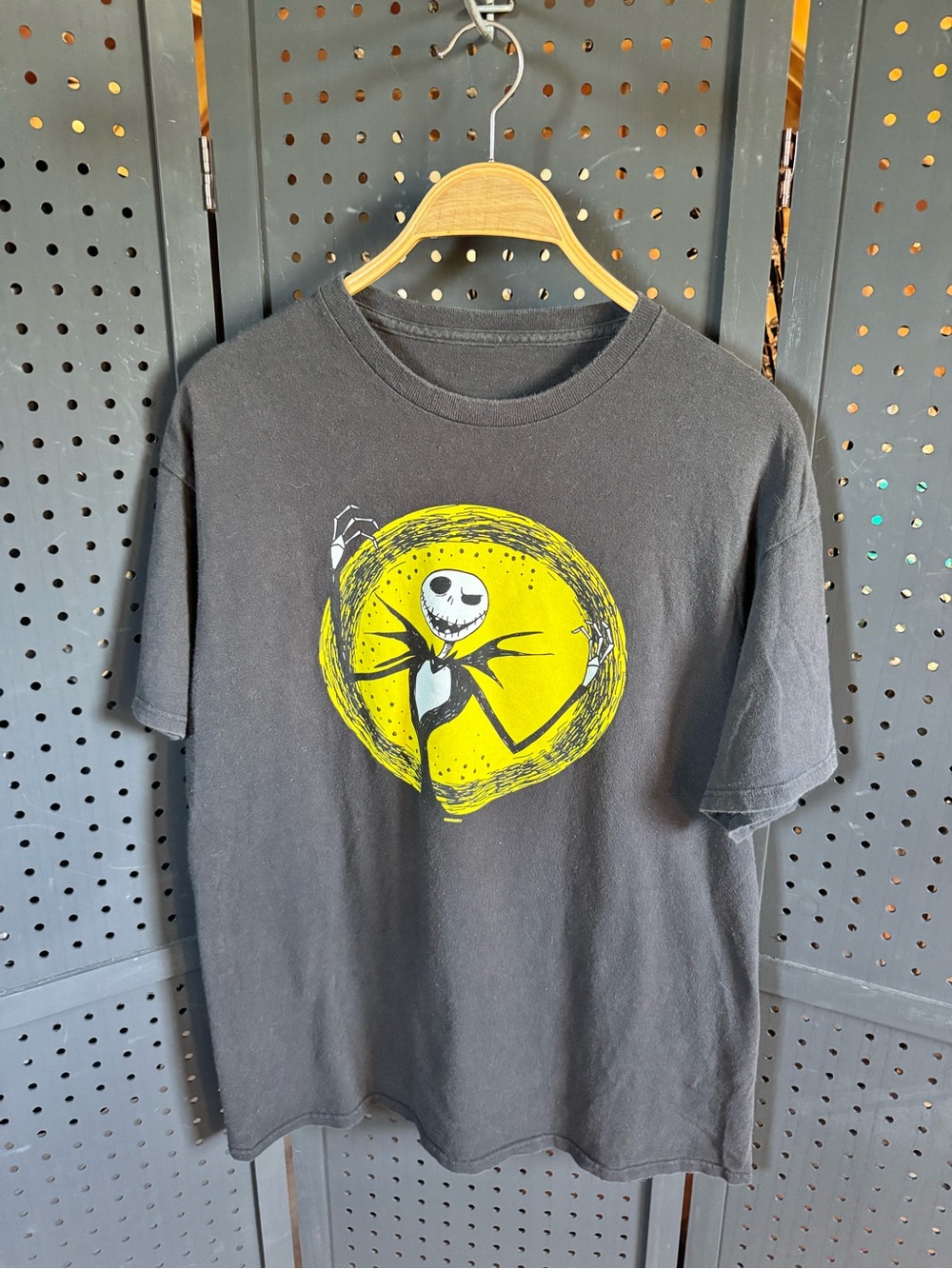 Black Graphic T-Shirt with Yellow Moon Design - The Nightmare Crew
